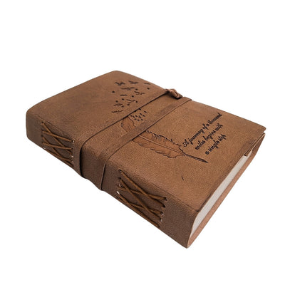 Retro leren notitieboek met inscriptie 200 pagina's