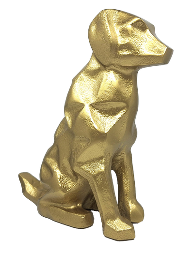Gouden decoratief beeldje Hond DOG2 met mogelijkheid tot personalisatie met gravure