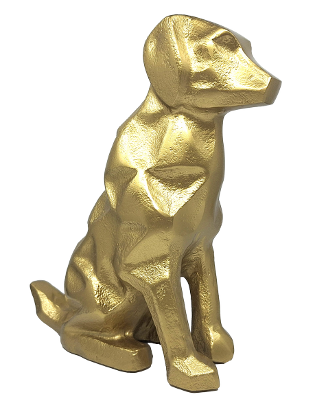 Gouden decoratief beeldje Hond DOG2 met mogelijkheid tot personalisatie met gravure