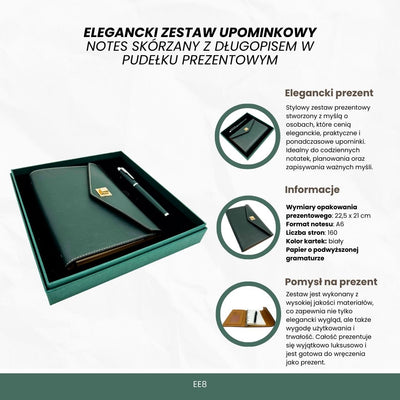 Elegante cadeauset met gepersonaliseerde gravure - leren A6-notitieboek met hoogwaardige pen in luxe geschenkdoos