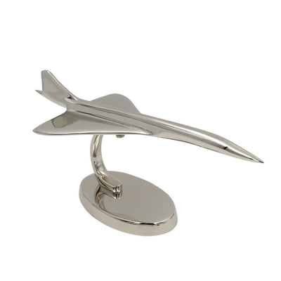 Metalen model van het Concorde-vliegtuig in zilverkleur, personaliseerbaar met gravure