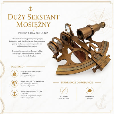 Grote messing sextant met mogelijkheid tot personalisatie met gravure