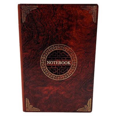 Elegant A5-notitieboek met houten omslag en gepersonaliseerde gravure – luxe dagboek als cadeau met gouden randen en hoogwaardig papier in bruin