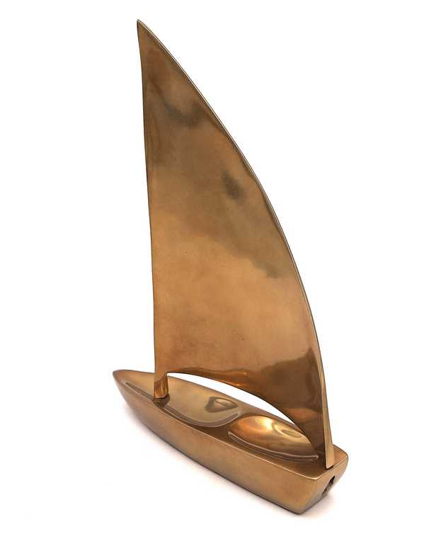 Elegante aluminium zeilboot 47x38 cm met mogelijkheid tot personalisatie met gravure