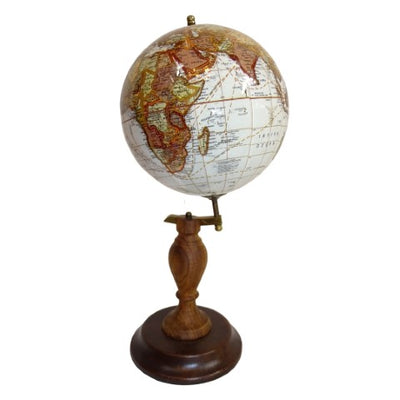 Elegante decoratieve wereldbol op houten voet met mogelijkheid tot personalisatie met gravure, 27 cm, donkerbruin, ideaal als cadeau