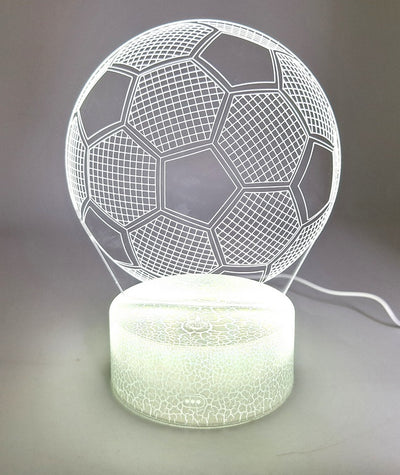 Nachtlampje Voetbal met mogelijkheid tot personalisatie door gravure - Ideaal cadeau voor voetballiefhebbers - 17 cm hoog - 3 kleuren naar keuze - Voeding via USB of 3 AAA-batterijen