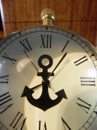 Maritieme klok NI406A/1 in houten doos met mogelijkheid tot personalisatie door gravure, messing, retro, hoogte 7 cm