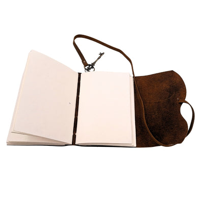 Retro leren notitieboek met sleuteltje en riem 200 pagina's 18 x 13 cm
