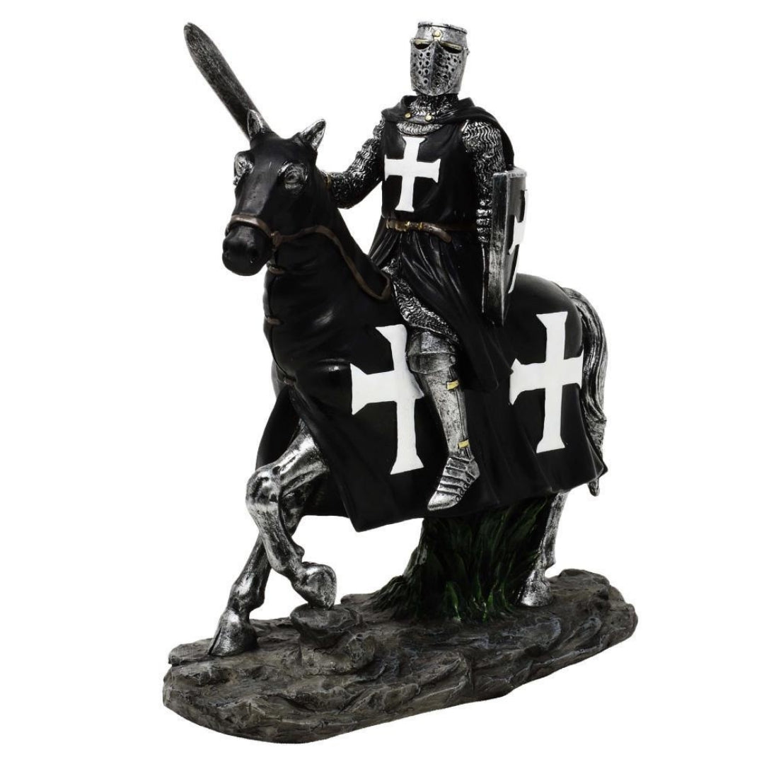 Decoratief beeldje ridder te paard 22 cm met mogelijkheid tot personalisatie met gravure - elegante decoratie van polyresin als cadeau voor liefhebbers van geschiedenis en de middeleeuwen
