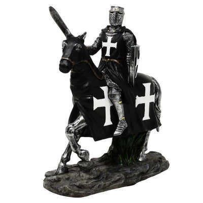 Decoratief beeldje ridder te paard 22 cm met mogelijkheid tot personalisatie met gravure - elegante decoratie van polyresin als cadeau voor liefhebbers van geschiedenis en de middeleeuwen