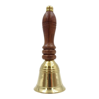 Retro messing handbel met houten handvat