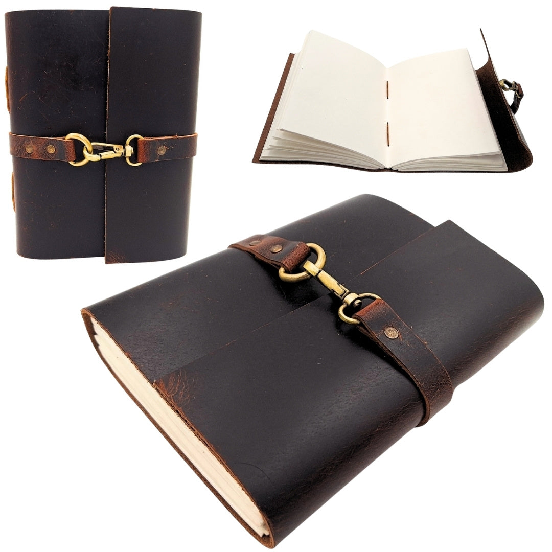Elegant retro leren notitieboek 200 pagina's Vintage AH06 met mogelijkheid tot personalisatie door gravure