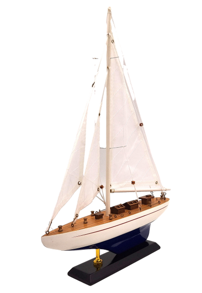 Houten jachtmodel hoogte 42 cm met mogelijkheid tot personalisatie door gravure