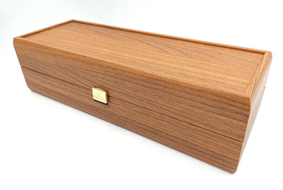 Exclusieve houten doos voor een wijnfles BWXL30 met mogelijkheid tot personalisatie met gravure, walnootkleurig, ideaal als cadeau, afmetingen 35x14x10 cm