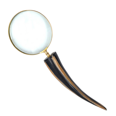 Elegante retro leesloep met messing montuur en handvat van buffelhoorn - gepersonaliseerde gravure - ideaal cadeau voor senioren - hoogwaardige vergrootlens 3.5x in vintagestijl