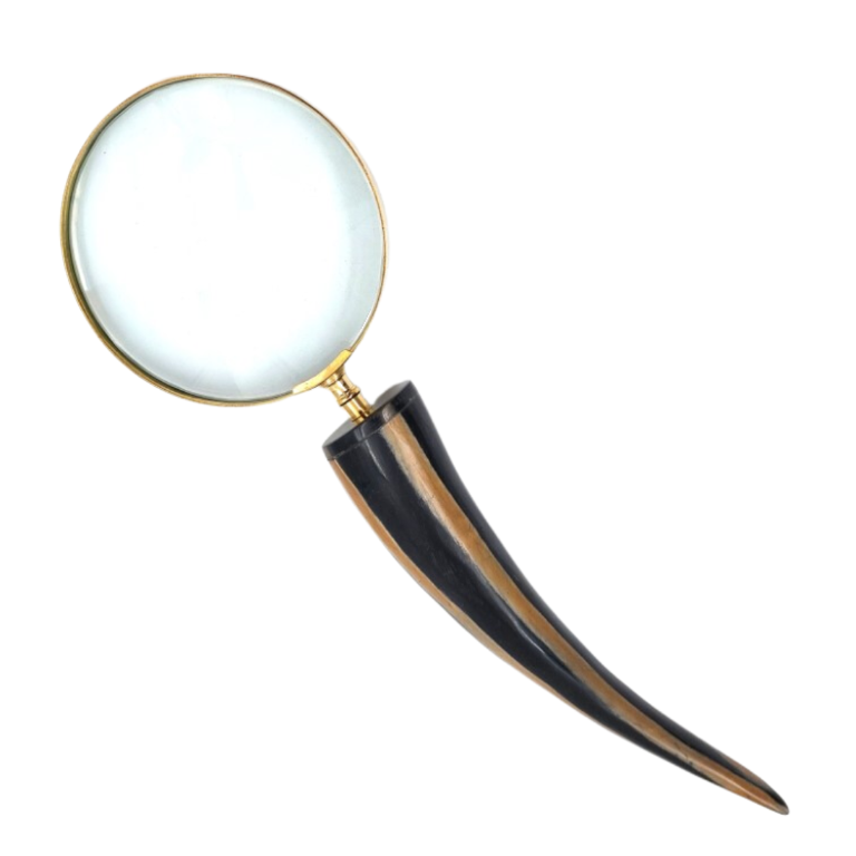 Elegante retro leesloep met messing montuur en handvat van buffelhoorn - gepersonaliseerde gravure - ideaal cadeau voor senioren - hoogwaardige vergrootlens 3.5x in vintagestijl