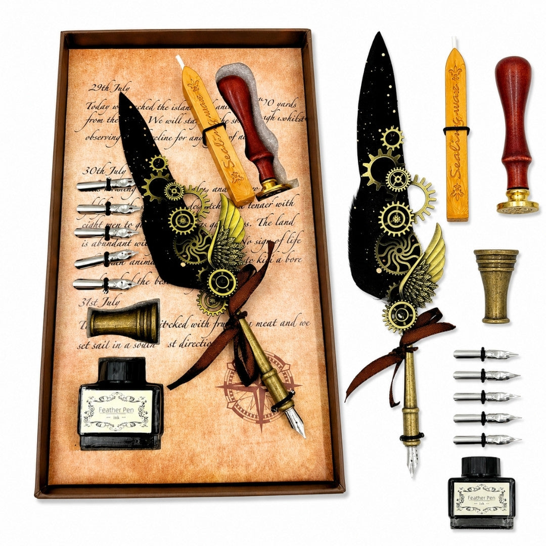 Premium kalligrafieset ganzenveer - 6 penpunten zegel penhouder - EE16