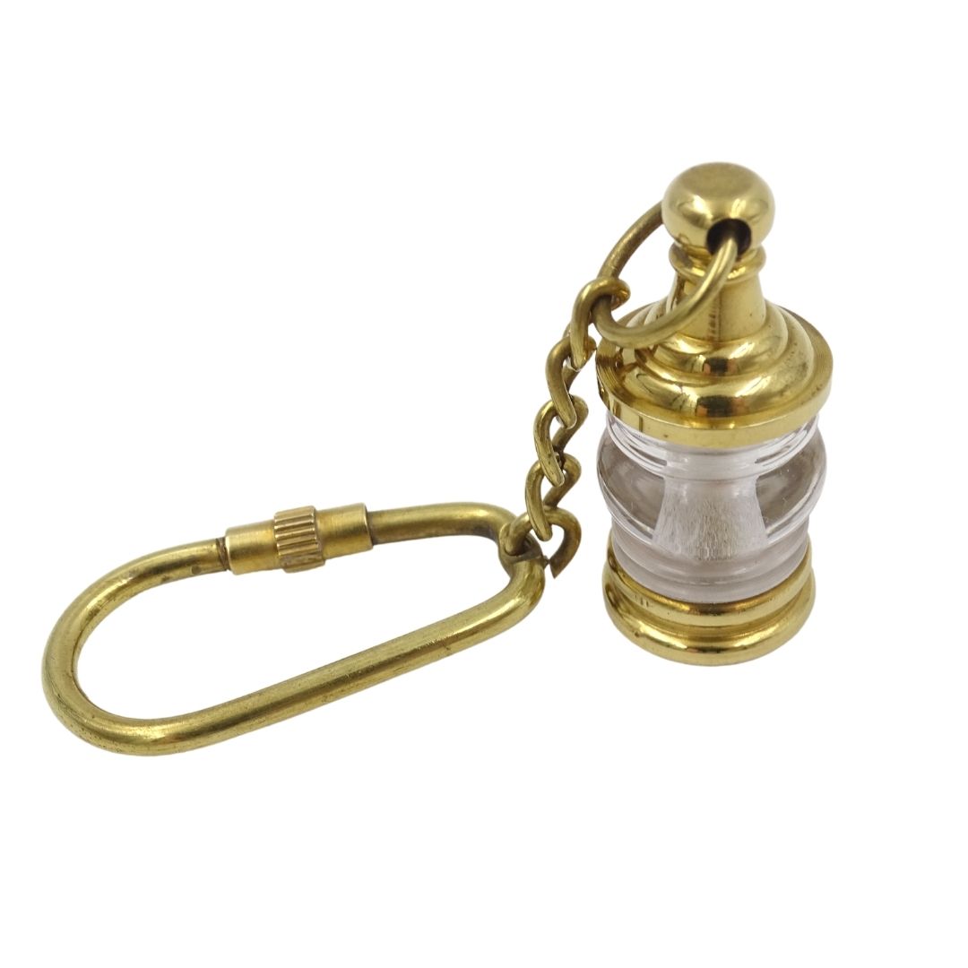 Zeillamp-sleutelhanger Key-0118 van messing en glas, goud, gepersonaliseerde gravure, ideaal als cadeau, afmetingen 11 x 2 x 2 cm