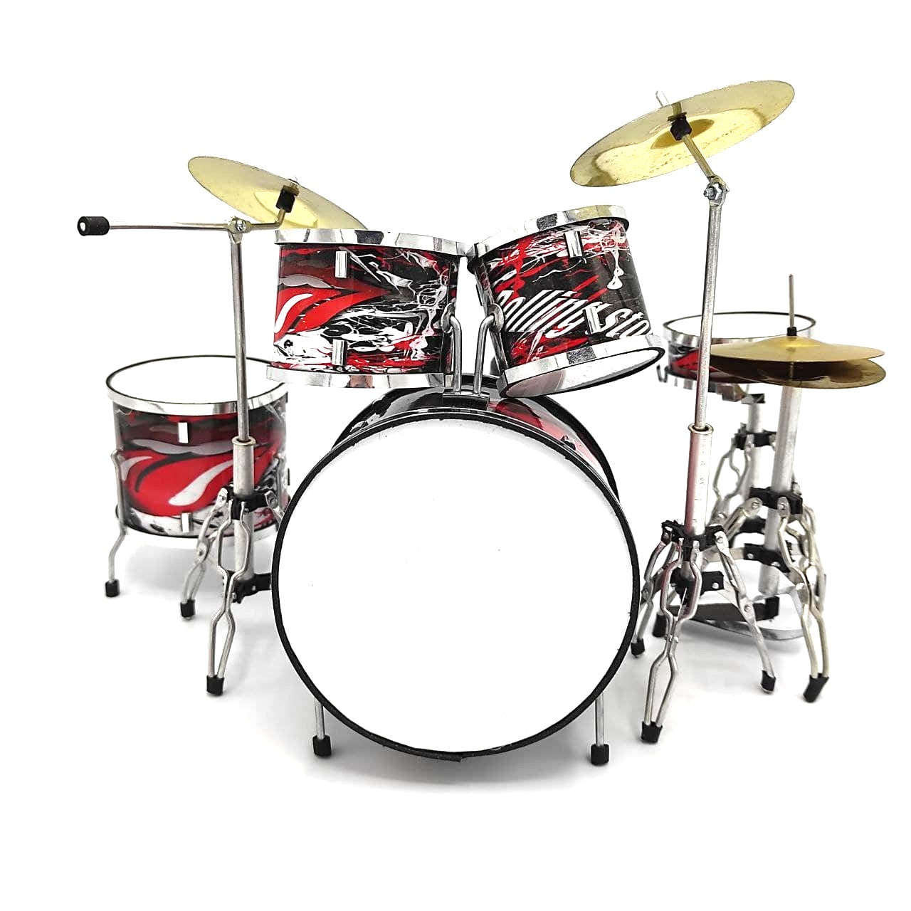 Mini-verzameldrumstel MDR-0312 met mogelijkheid tot personalisatie met gravure, van metaal en kunststof, hoogte 15cm, ideaal cadeau voor een muziekliefhebber