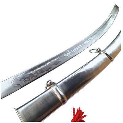 Replica van de cavaleriesabel “Radziwiłłówka” uit 1917 met opschrift “Eer en Vaderland” - gepersonaliseerde gravure, elegant cadeau, ongehard staal, lengte 91 cm