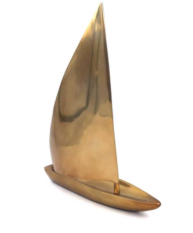 Groot zeilbootmodel van aluminium 39 x 30 cm met mogelijkheid tot personalisatie met gravure