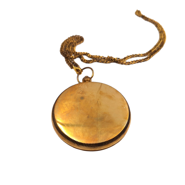 Messing kompas aan ketting in leren etui met mogelijkheid tot personalisatie met gravure