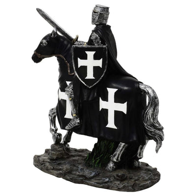 Decoratief beeldje ridder te paard 22 cm met mogelijkheid tot personalisatie met gravure - elegante decoratie van polyresin als cadeau voor liefhebbers van geschiedenis en de middeleeuwen