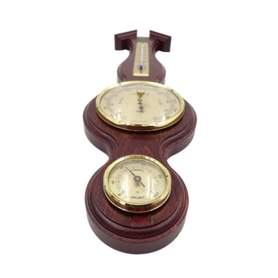 Fischer 6690-22 weerstation met barometer, thermometer en hygrometer in houten mahonie omlijsting
