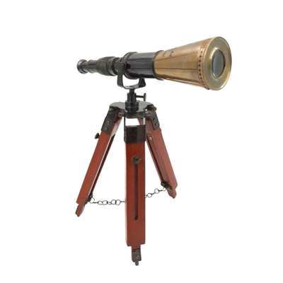 Messing telescoop op driepoot met mogelijkheid tot personalisatie met gravure - elegant decoratief element als cadeau, hoogte verstelbaar tot 30 cm