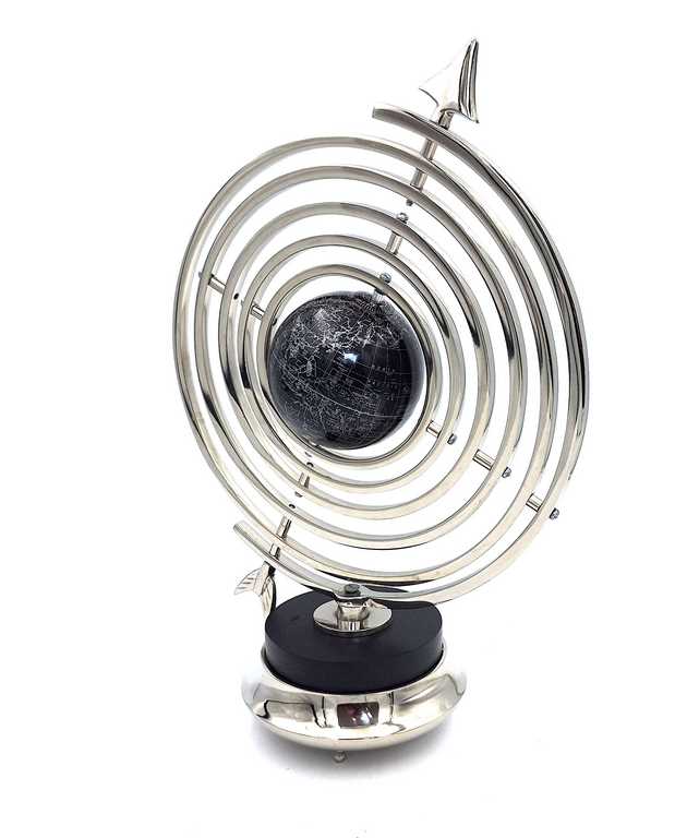 Sferisch astrolabium met globe 44,5 cm in zilverkleur met mogelijkheid tot personalisatie door gravure