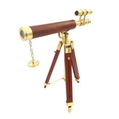 Messing telescoop op driepoot 57 cm met mogelijkheid tot personalisatie met gravure