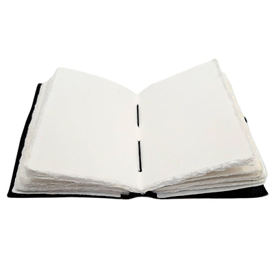 Decoratief leren notitieboek Zon en Maan 200 pagina's met mogelijkheid tot personalisatie door gravure, marineblauw, gemaakt van geitenleer, ideaal als cadeau