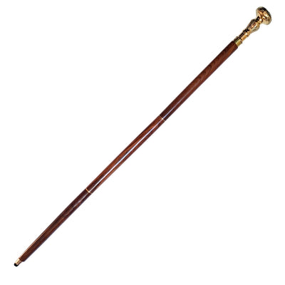 Elegante opvouwbare wandelstok met messing handvat - bruine houten stok met graveermogelijkheid - ideaal cadeau voor een senior met retrostijl - maximale lengte 96 cm