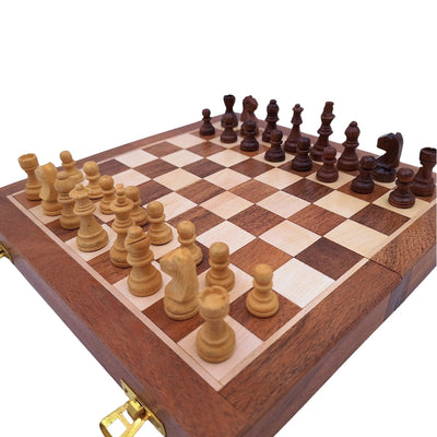 Magnetisch houten schaakspel 30x30cm opvouwbaar G614 met gravure