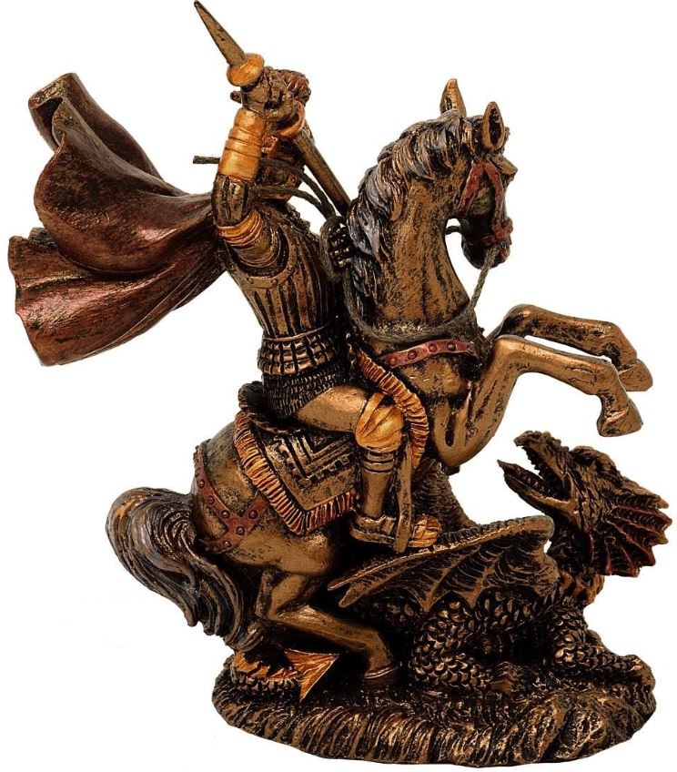 Beeldje Sint-Joris van polyresin, 13 cm, mogelijkheid tot personalisatie met gravure, ideaal cadeau voor diverse gelegenheden