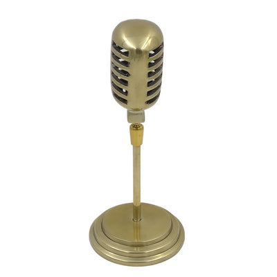 Retro microfoonbeeldje, personaliseerbaar met gravure, goudkleurig, 25 cm