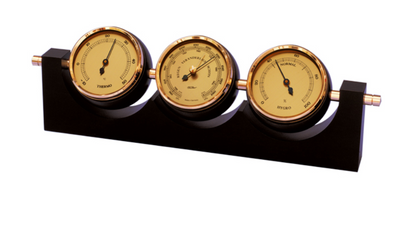 Exclusief weerstation Fischer - Barometer hygrometer thermometer - Messing mahonie – 7894-22