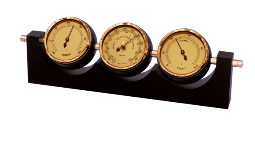 Exclusief weerstation Fischer - Barometer hygrometer thermometer - Messing mahonie – 7894-22