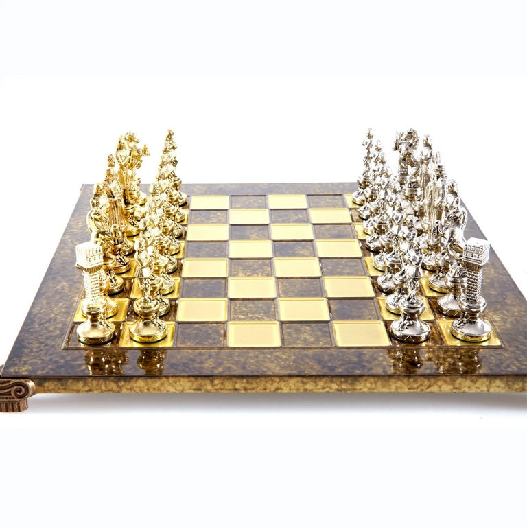 Exclusief metalen schaakspel Renaissance S9BRGS 36x36 cm goud-zilver met mogelijkheid tot personalisatie met gravure