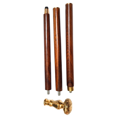 Elegante opvouwbare wandelstok met messing handvat - bruine houten stok met graveermogelijkheid - ideaal cadeau voor een senior met retrostijl - maximale lengte 96 cm