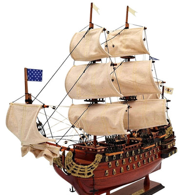 Model van het zeilschip Soleil Royal, gemonteerd, 46 cm - Handgemaakt van exotisch hout met mogelijkheid tot personalisatie door gravure