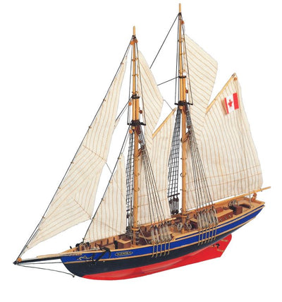 Bouwpakket Bluenose II – houten schoener 38x31x6,5 cm met mogelijkheid tot personalisatie met gravure – ideaal cadeau voor een zeiler, gemaakt van natuurlijke materialen, moeilijkheidsgraad: gemiddeld gevorderd