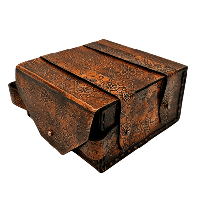 Retro messing sextant in leren etui - elegant navigatie-instrument met graveermogelijkheid - ideaal cadeau voor liefhebbers van zeilen en geschiedenis - afmetingen 13x12x7 cm