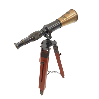 Messing telescoop op driepoot met mogelijkheid tot personalisatie met gravure - elegant decoratief element als cadeau, hoogte verstelbaar tot 30 cm