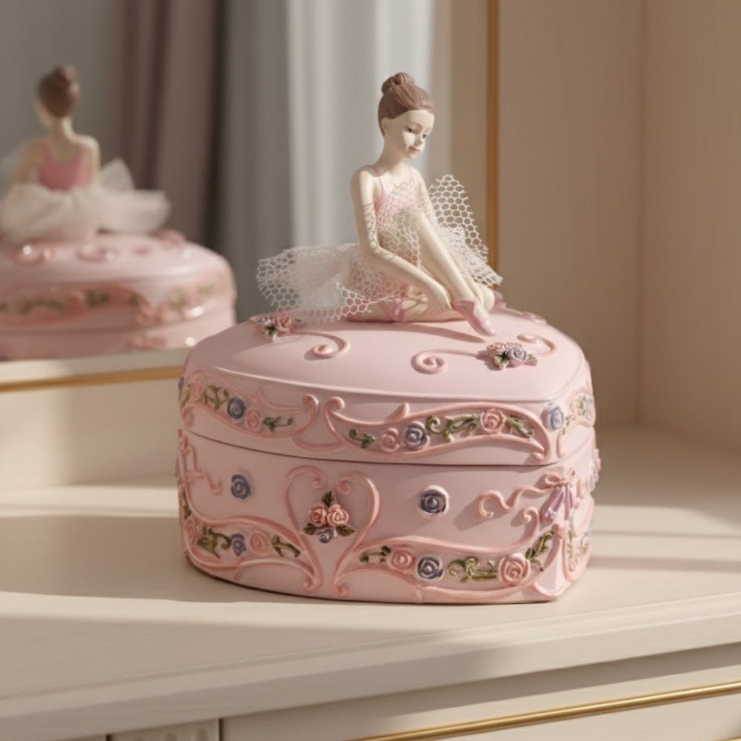 Muziekdoosje ballerina hart Het Zwanenmeer met mogelijkheid tot personalisatie met gravure, roze, 12,5 cm, ideaal cadeau voor verjaardag of jubileum