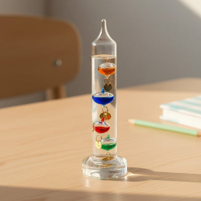 Galileithermometer Galileo met gepersonaliseerde gravure – elegante interieurdecoratie in glaskleur