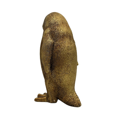 Gouden pinguïn 20,5 cm met mogelijkheid tot personalisatie met gravure – elegant decoratief beeldje als cadeau, glamourstijl, art deco, gemaakt van hoogwaardig polyresin