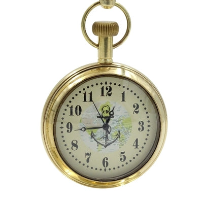 Maritieme messing bureauklok NC2126 met mogelijkheid tot graveren, 12 cm hoog, ideaal als cadeau voor een liefhebber van zeilen met anker- en zeilschipmotief