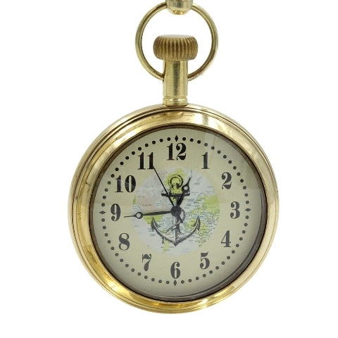 Maritieme messing bureauklok NC2126 met mogelijkheid tot graveren, 12 cm hoog, ideaal als cadeau voor een liefhebber van zeilen met anker- en zeilschipmotief