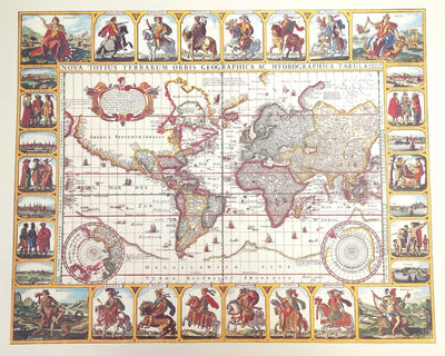 Wereldkaart Piscator 1652 met mogelijkheid tot personalisatie met gravure